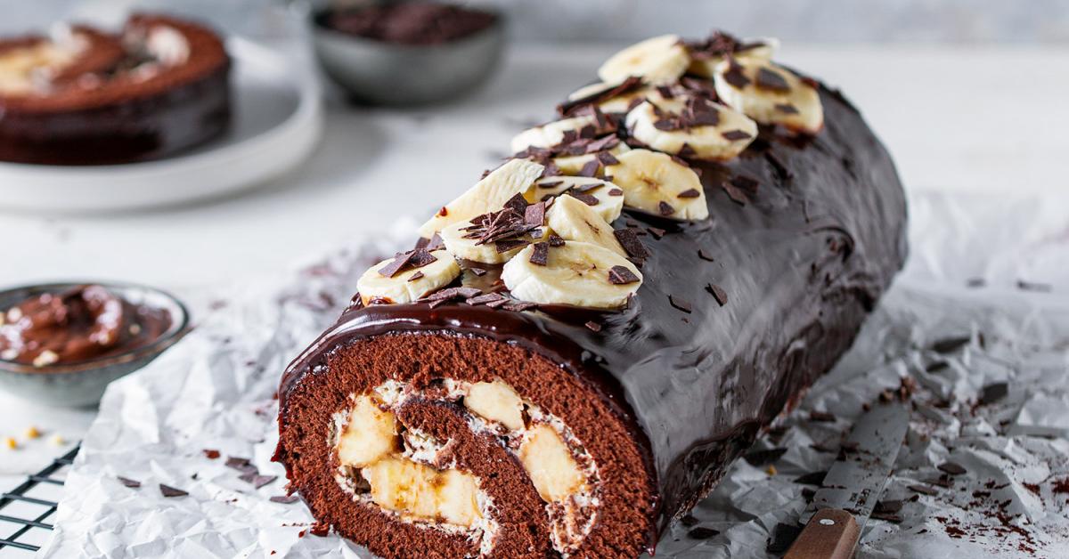 Biskuitrolle Schoko-Banane mit Nutella | Simply Yummy